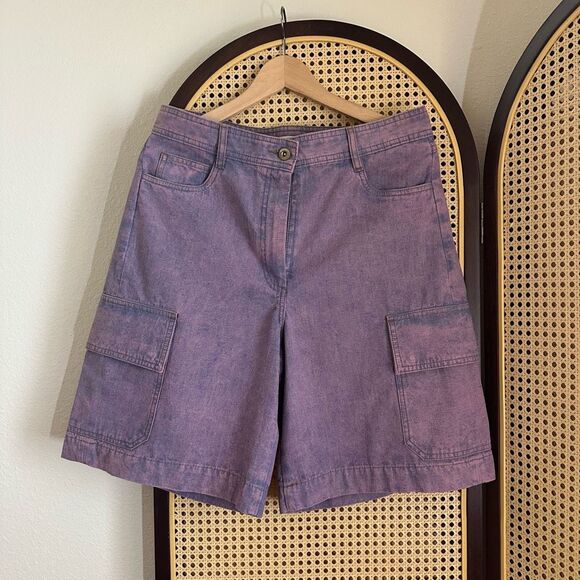 NWOT Sessun Captino Pink Purple Wash Denim Bermuda Shorts Size FR42 US10 - Picture 3 of 9